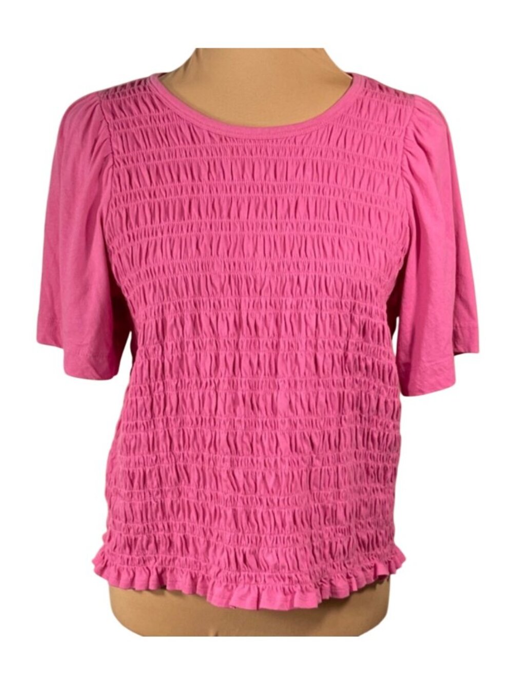 Old Navy Summer Top Shirt Smocked Pink Size M Medium Flutter Sleeve